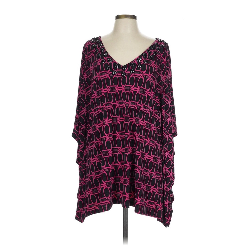 Michael Kors Oversized Black and Pink Tunic with 3/4 Sleeves